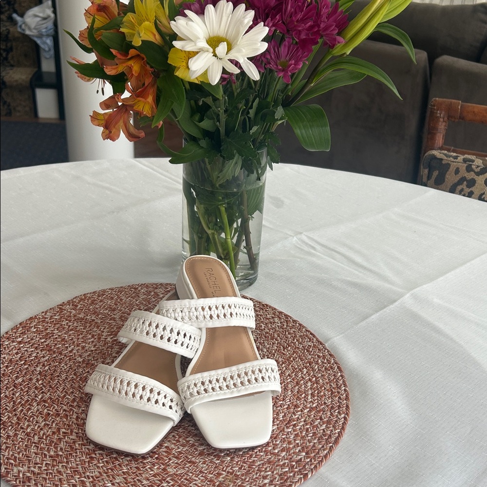 RACHEL ZOE Dolce Vita White Woven Sandals